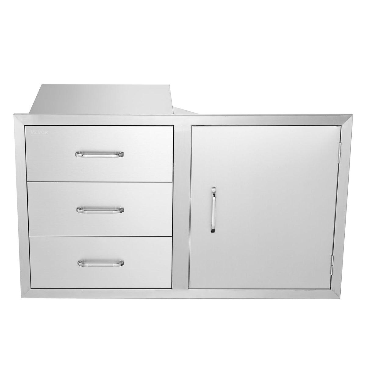 VEVOR Outdoor Kitchen Drawers 38.1"W x 22.6"H x 20.8"D Stainless Steel Triple Drawer with Side Access Door