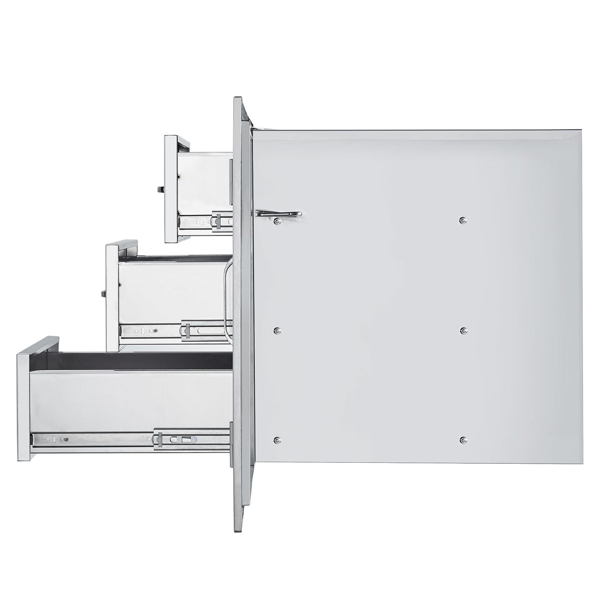 VEVOR Outdoor Kitchen Drawers 38.1"W x 22.6"H x 20.8"D Stainless Steel Triple Drawer with Side Access Door