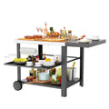 BBQMall Outdoor Kitchen Island Cart with Side Table, Multi-Use Grill Station for Griddles & Pizza Ovens