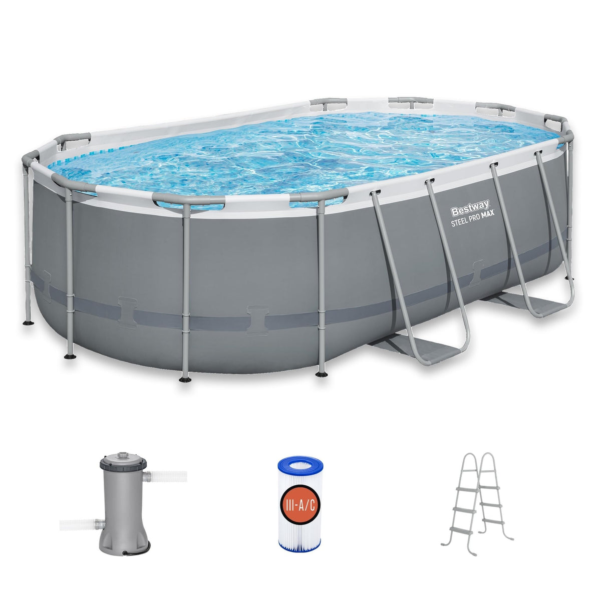 Bestway Steel Pro MAX 14' x 8'2" x 39.5" Oval Above Ground Pool Set with Pump & Ladder
