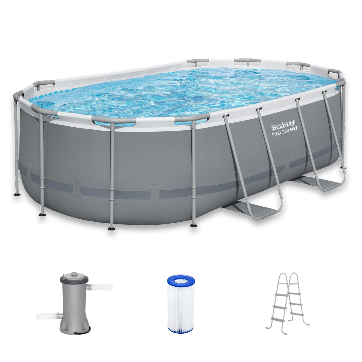 Bestway Steel Pro MAX 14' x 8'2" x 39.5" Oval Above Ground Pool Set with Pump & Ladder