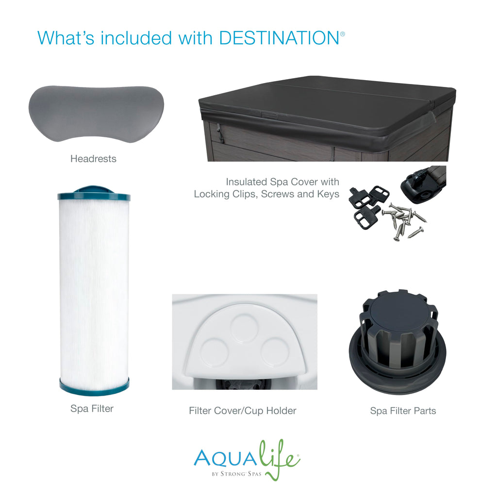 Aqualife 6-Person Hot Tub – 59 Stainless Steel Jets, 4 Pumps, Bluetooth, Waterfall, LED Lighting (AC500-2P)