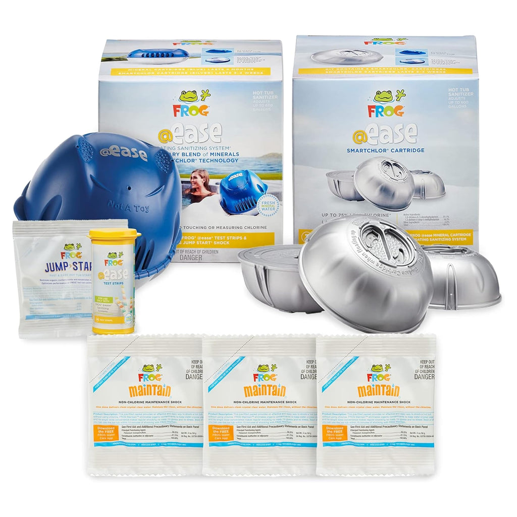 FROG @Ease Floating Hot Tub Sanitizer System with SmartChlor & Minerals - 4-Month Maintenance Kit for Spas up to 600 Gallons
