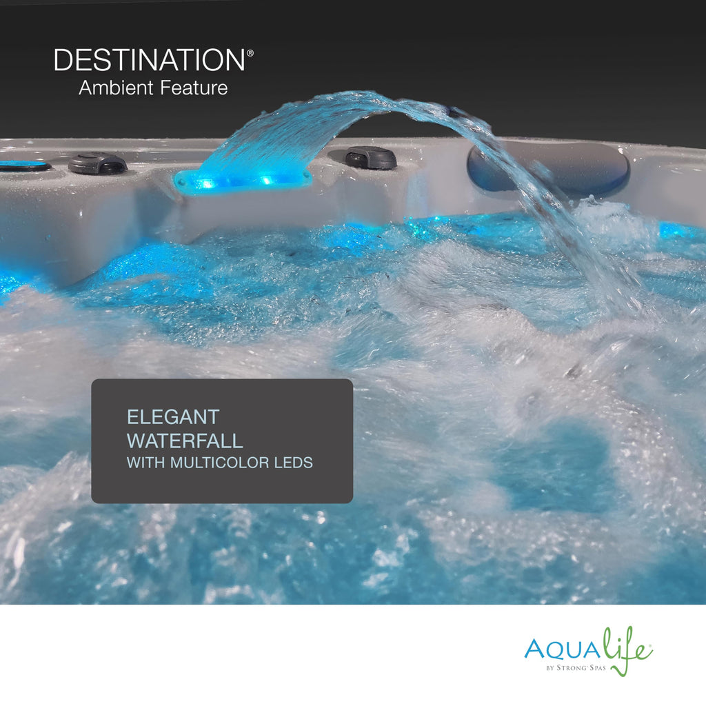 Aqualife 6-Person Hot Tub – 59 Stainless Steel Jets, 4 Pumps, Bluetooth, Waterfall, LED Lighting (AC500-2P)
