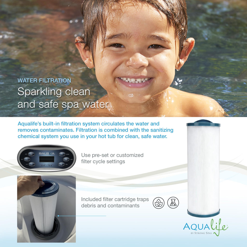 Aqualife 6-Person Hot Tub – 59 Stainless Steel Jets, 4 Pumps, Bluetooth, Waterfall, LED Lighting (AC500-2P)