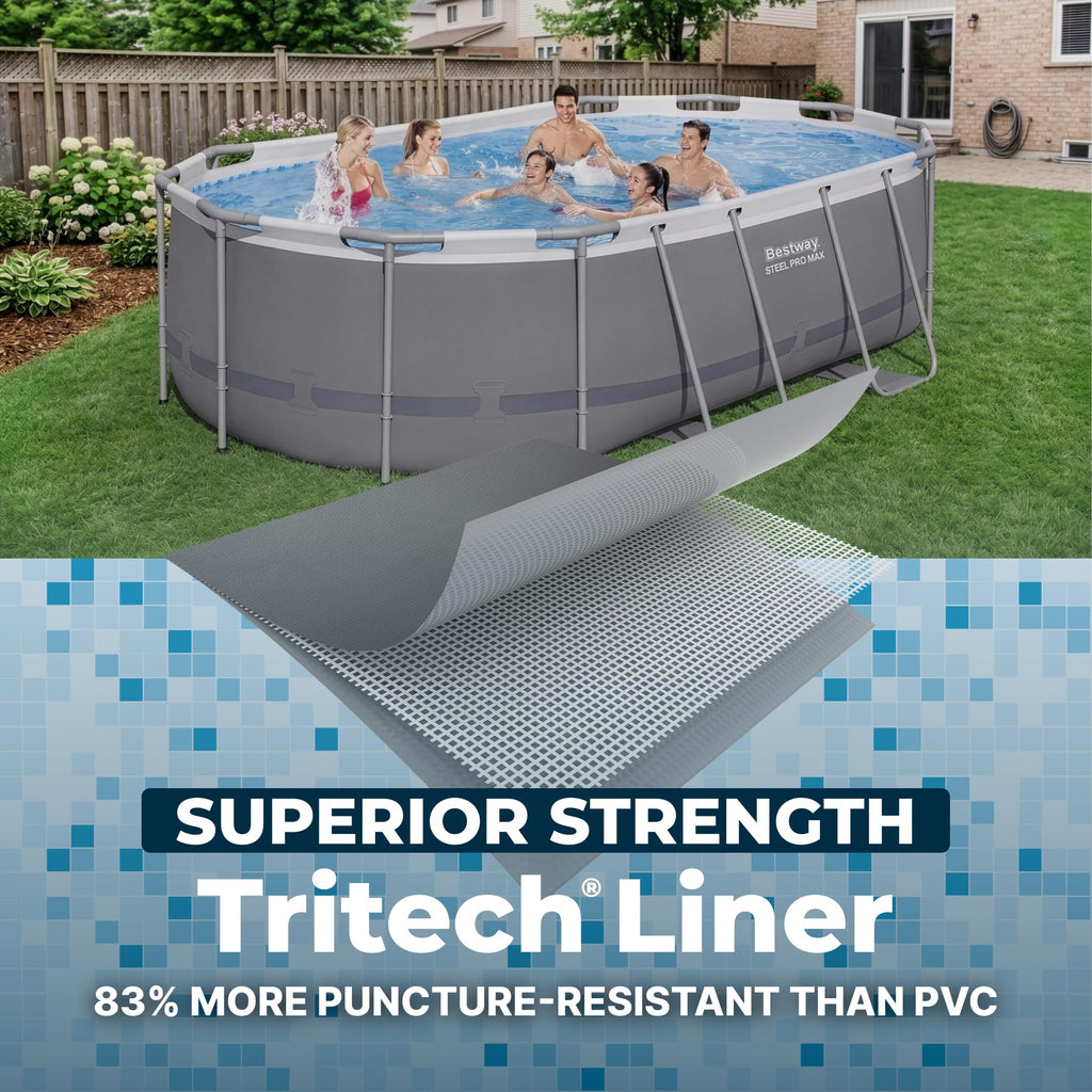 Bestway Steel Pro MAX 14' x 8'2" x 39.5" Oval Above Ground Pool Set with Pump & Ladder