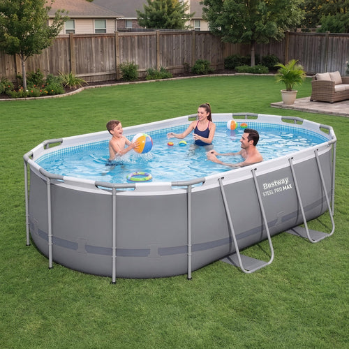 Bestway Steel Pro MAX 14' x 8'2" x 39.5" Oval Above Ground Pool Set with Pump & Ladder