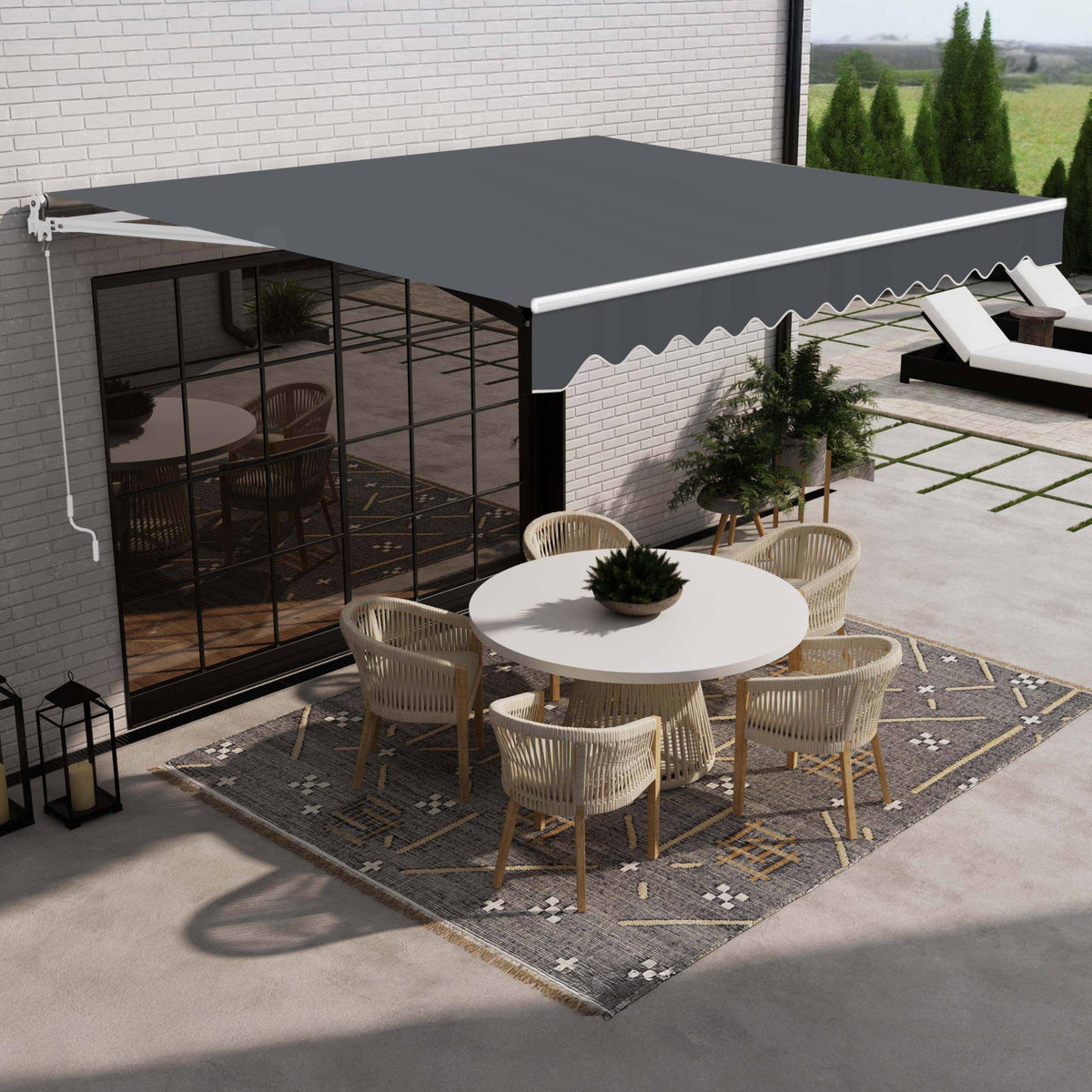 ALEKO 20x10 ft Electric Retractable Patio Awning, Remote & Manual Crank, UV-Resistant Outdoor Shade Canopy