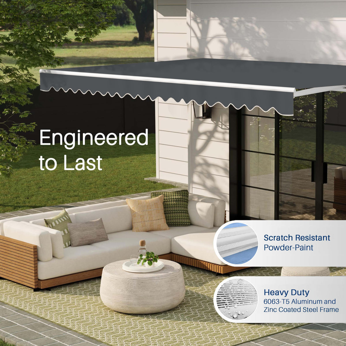ALEKO 20x10 ft Electric Retractable Patio Awning, Remote & Manual Crank, UV-Resistant Outdoor Shade Canopy
